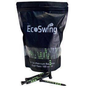 ECOSWING 100pcs 3 1/4" Premium Bamboo Black and Green Marked Golf Tees NEW